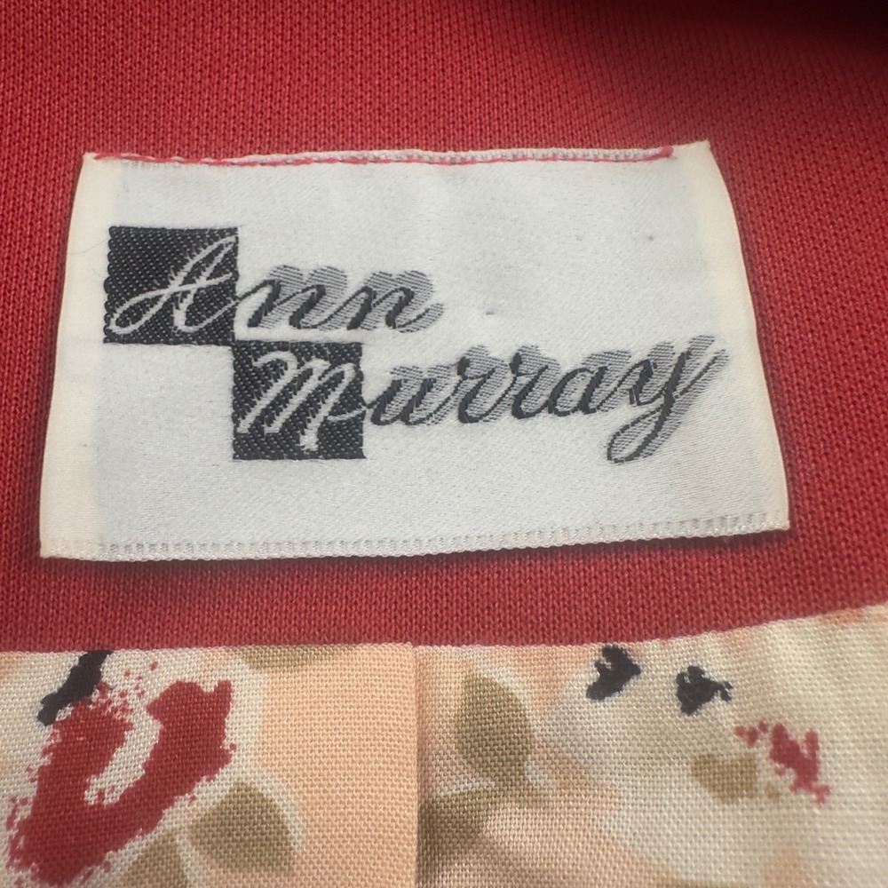 Vintage Ann Murray Red Wool Jacket Womens Cropped Button Front Lined Coat - Picture 5 of 16